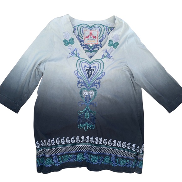 Johnny Was Los Angeles Blue To Grey Ombre Dress - Picture 12 of 15